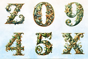 Watercolor Green & Gold Alphabet Cl, a Seasonal Illustration by Rose Art (Thumbnail 4 of 5)