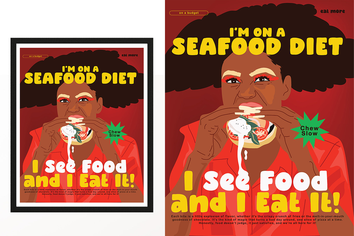 Food Lover x2 Posters Prints, a Food Illustration by Phathudesignsshop (Photo 3 of 3)