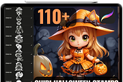 Procreate Chibi Halloween Stamps, a Brush Add-On by OneBerryCreations (Thumbnail 2 of 9)
