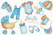 Baby Boy Toys watercolor clipart, a Decorative Illustration by LuiDesignStudio (Thumbnail 2 of 5)
