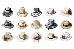 Ladies Hats Collection Watercolour, an Object Illustration by LadadikArt
