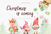 Watercolor Christmas Gnome Clipart, a Seasonal Illustration by Daryartsy (Thumbnail 1 of 12)