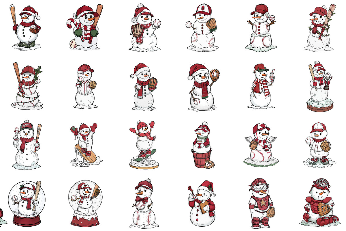 Christmas Baseball Snowman Clipart, an Illustration by Sublimation Artist (Photo 2 of 6)