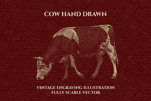 Heraldry Cow Engraving Illustration, an Animal Illustration by Kaizla03