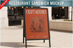 Restaurant Sandwich Board Sign PSD, a Product Mockup by Bruno's Shop