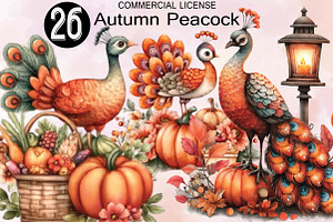 Cute Autumn Peacock Sublimation Clip, an Animal Illustration by SVGArt