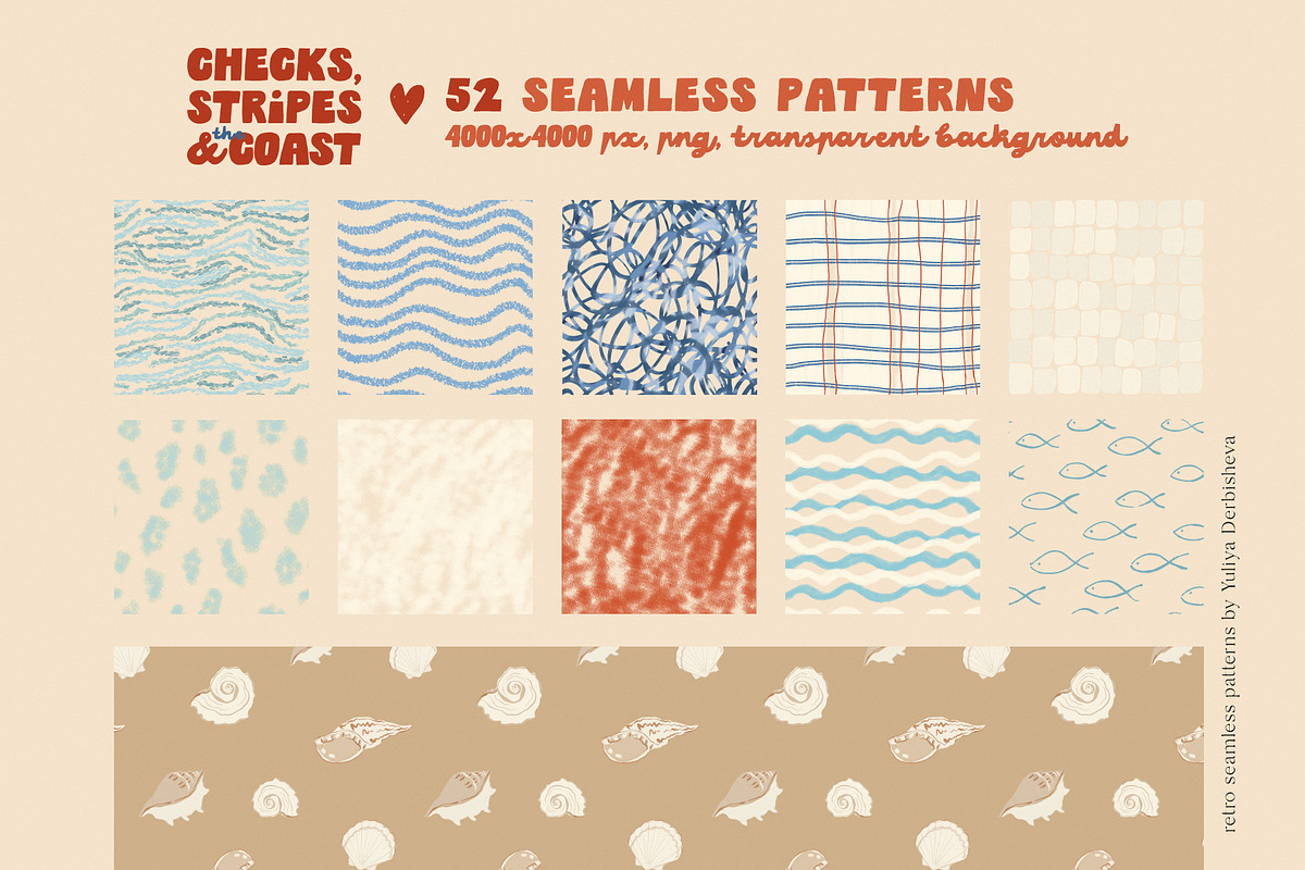 Coastal patterns Stripe Wave Retro, a Pattern Graphic by Yuliya Derbisheva (Photo 10 of 13)