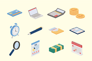 Isometric Finance & Tax Set, a Templates & Theme by studiogstock