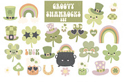 Groovy Shamrocks set, a Seasonal Illustration by Poppymoondesign (Thumbnail 1 of 10)