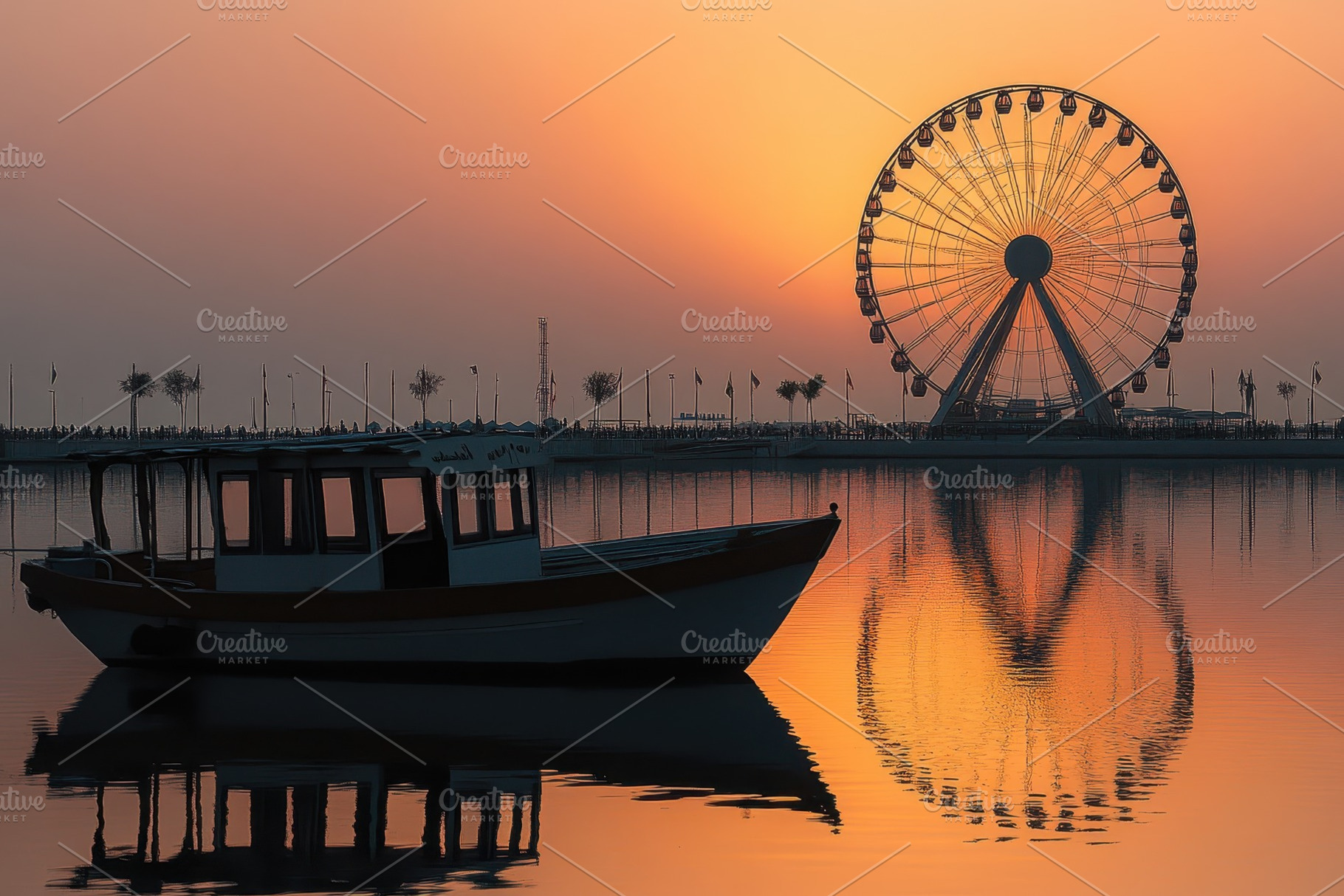 Sunset view of Al Marina with Ferris, a Photo by Iftikhar Alam