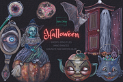 Vintage Halloween Clipart, an Illustration by MariaOrtegaDigitals (Thumbnail 1 of 7)