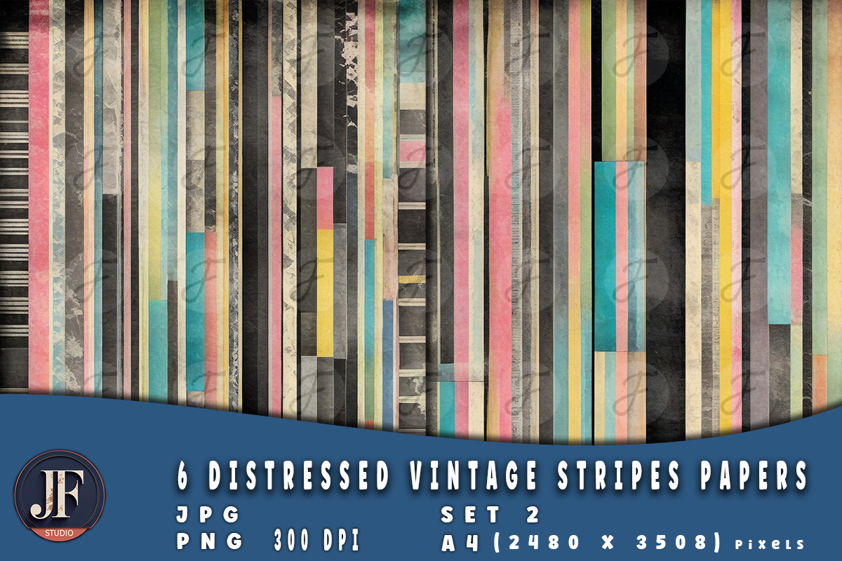 Distressed Vintage Stripes Papers 2, a Background Graphic by Joaquin Fernandez Studio (Photo 3 of 4)