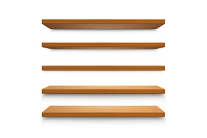 Wooden shelves. Wood shelf, 3D empty, an Object Illustration by Frogella