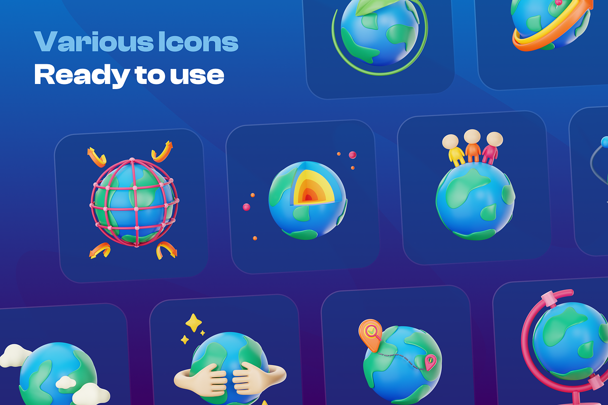 Earthy - Earth 3D Icon Set, an Environmental 3D Model by Illustraly Design (Photo 7 of 8)
