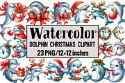 Dolphin Christmas Clipart, an Illustration by Design Market (Thumbnail 1 of 3)