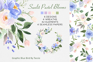 Pastel Flowers in Pink and Blue