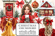 Chic Neon Red Christmas Clipart, an Illustration by Libby Wishes (Thumbnail 1 of 7)
