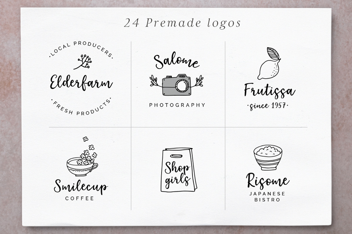 Elderflower script font + logos preview 3