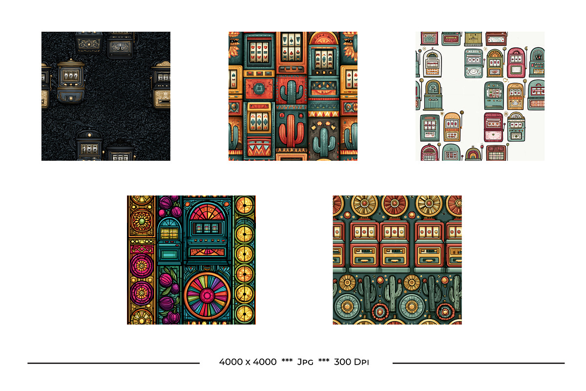 Slot Machine Retro Art Style Designs, a Pattern Graphic by karenfoleyphoto (Photo 6 of 6)
