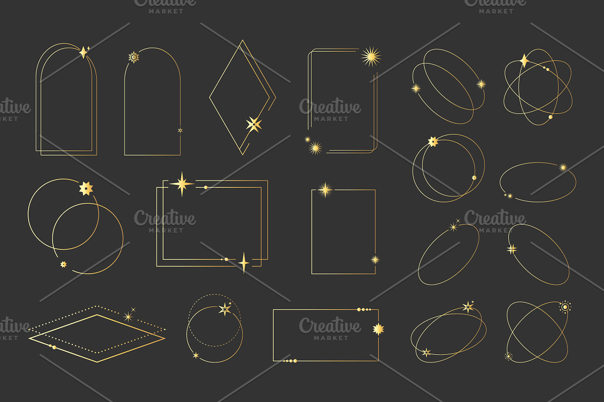 Golden Celestial Frames Collection, a Decorative Illustration by PsychocheArt (Photo 1 of 3)