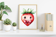Watercolor Sweet Strawberry Clipart, an Illustration by Canvas Craft (Thumbnail 5 of 8)