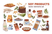 Soy products, healthy vegan food set, a Food Illustration by Good Studio (Thumbnail 1 of 3)