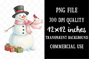 Watercolor Christmas Snowman Clipart, an Illustration by Designking (Thumbnail 4 of 5)