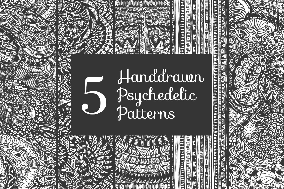 5 handdrawn psychedelic patterns, a Pattern Graphic by Storyteller Imagery (Photo 1 of 6)