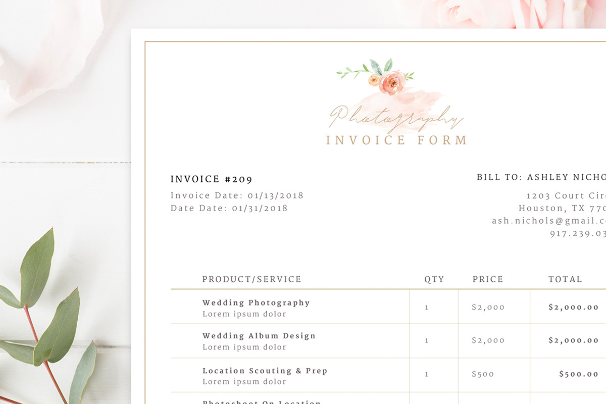Invoice Template for Photographers, a Flyer Template by By Stephanie Design (Photo 3 of 3)