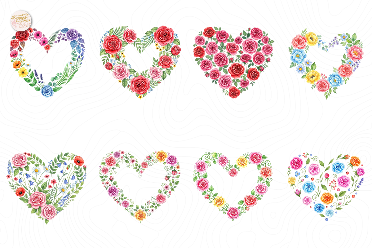 Watercolor Floral Heart PNG., an Object Illustration by KennedyStudio (Photo 2 of 4)