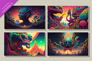 Set of psychedelic backgrounds., a Background Graphic by KENO Mascots (Thumbnail 4 of 4)