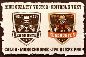 Cowboy Western Headhunter Badge