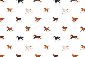 Galloping Horses, Seamless Patterns