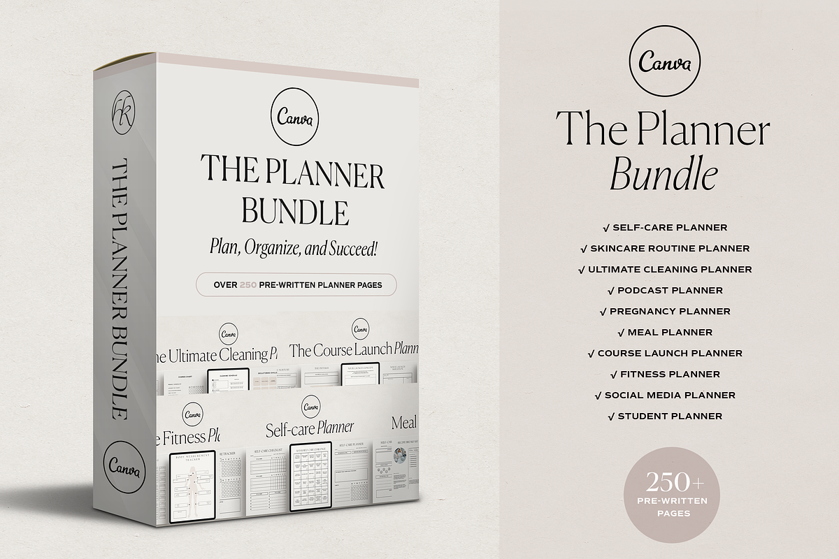 The Planner Bundle Canva Template, a Presentation Template by HelloKarla (Photo 1 of 5)