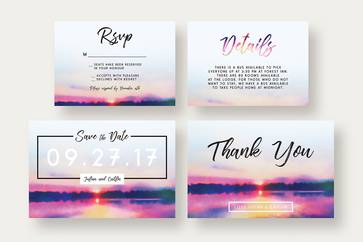 Sunset Lake Wedding Invitation Suite, an Invitation Template by Knotted Design (Photo 3 of 4)