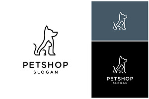 Dog Cat Pet Shop Line Art Logo, a Branding & Logo Template by ika trisiana