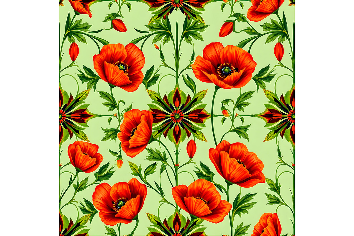 Art Deco Poppy Background, a Decorative Illustration by Sharon Schwalbe