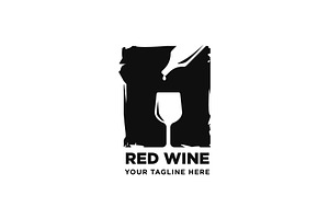 drop wine into glass for bar logo, a Branding & Logo Template by funpixel