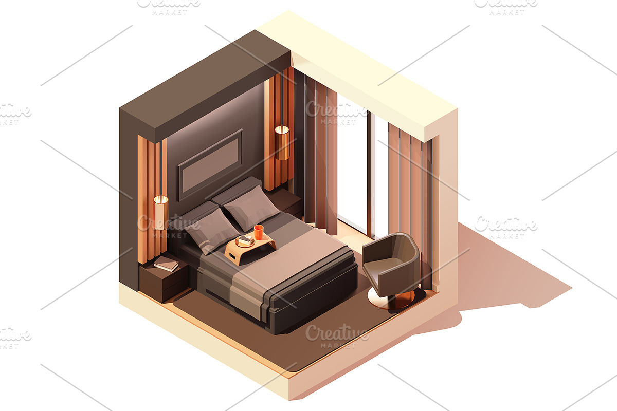Vector isometric rooms, a Decorative Illustration by tele52 (Photo 8 of 23)