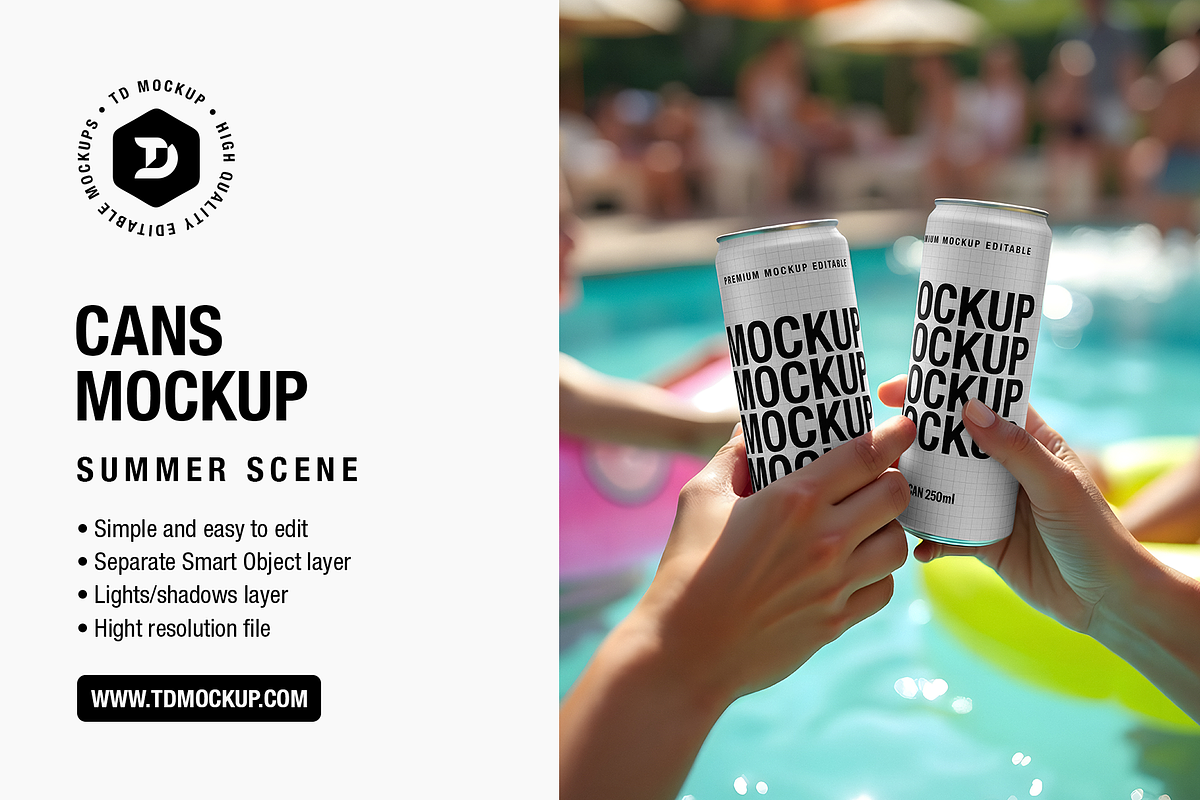Cans 250ml - Summer Scene, a Packaging Mockup by TD Mockup (Photo 1 of 2)