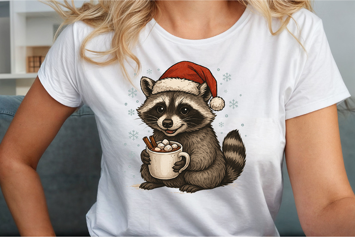 Watercolor Christmas Raccoon PNG, an Illustration by Sublimation Artist (Photo 3 of 9)