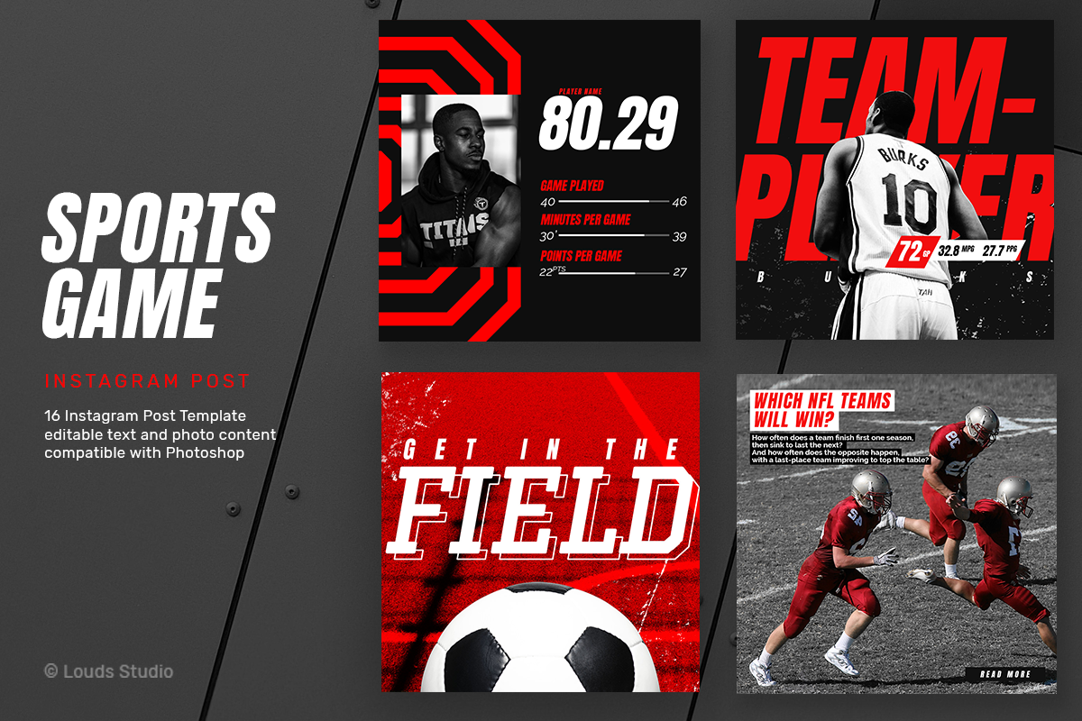Sports Game Instagram Post, a Social Media Template by Louds Studio (Photo 7 of 7)