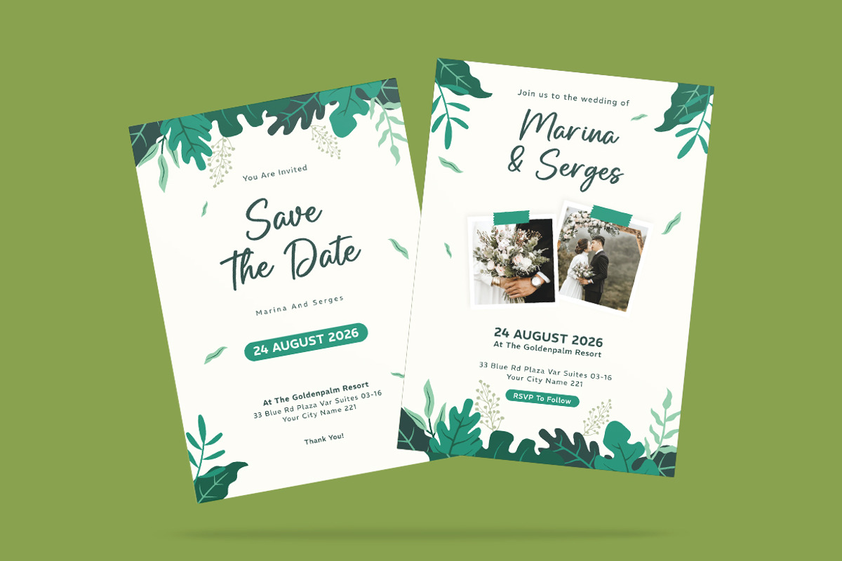 Natural Wedding Invitation Template, an Invitation Template by iDoodle ...