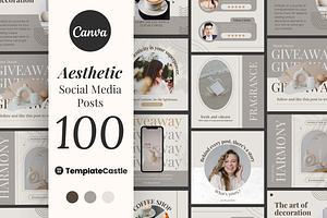 100 Aesthetic Social Media Canva