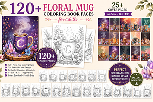 Foral Mug Coloring Book Pages