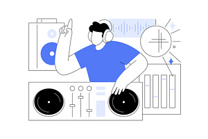 Djing Isolated Cartoon Vector