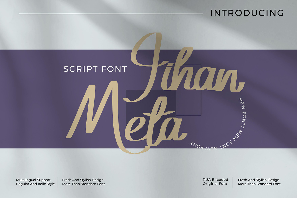 Jihan Meta - Script style font, a Script Font by mahstudios (Photo 1 of 8)