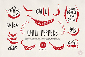 Chili Peppers Hand Drawn Set