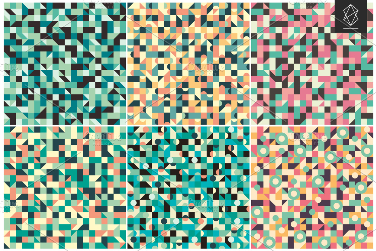 Retro geometric seamless pattern set, a Pattern Graphic by Yury Velikanov (Photo 5 of 5)