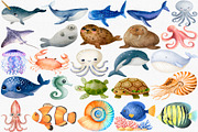 Watercolor Under The Sea Clipart Set, an Illustration by CropUp Creative (Thumbnail 2 of 5)